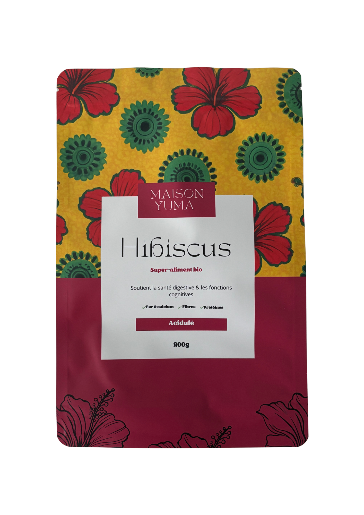POUDRE D'HIBISCUS -BISSAP 100% BIO ET NATURELLE - 200g